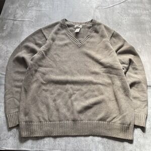 VINTAGE LL Bean 100% Cotton Camel Hair Sweater Made XL Mens Beige Knit Y2K